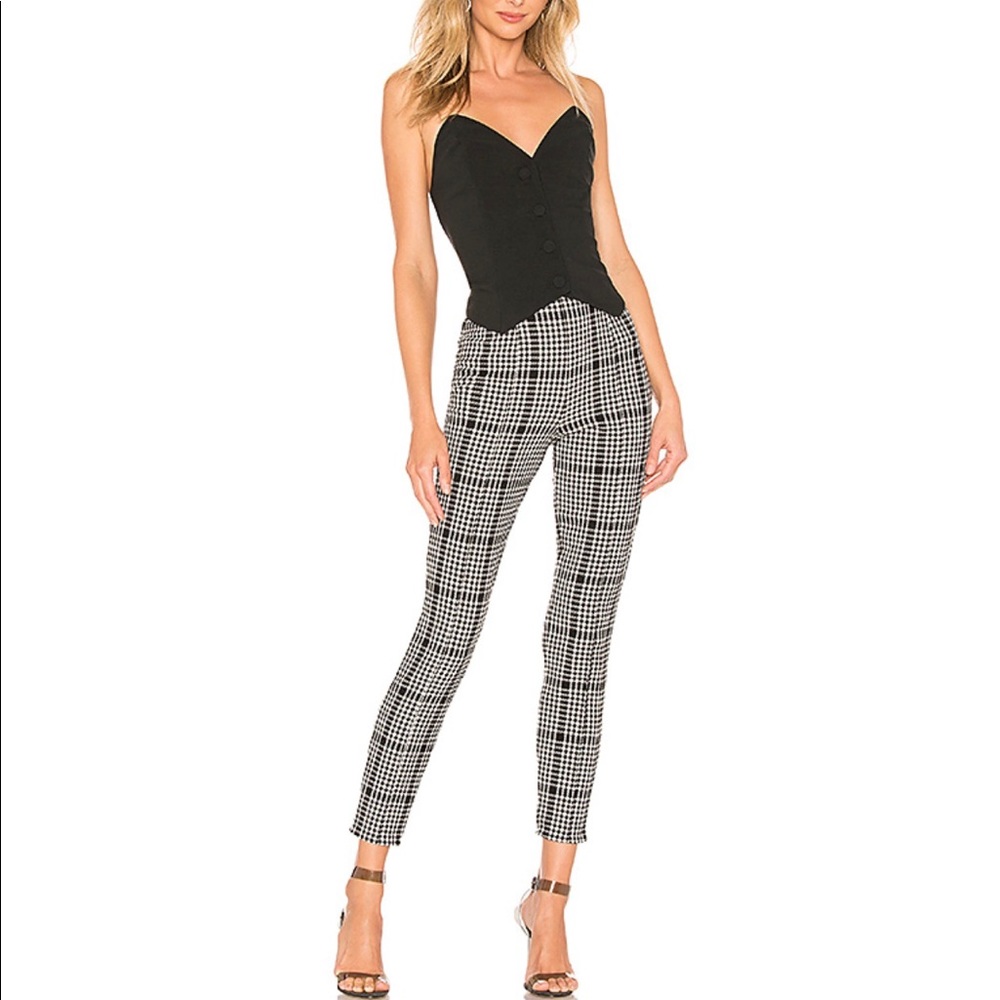 Revolve NDB x Naven Elina Blk/White Plaid Pant S